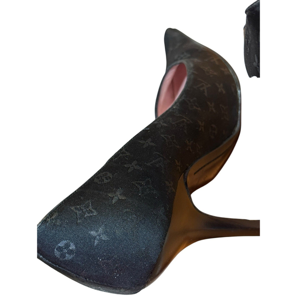 Louis Vuitton Black Monogram Mini Lin Satin Pumps in Box With COA - Picture 15 of 16